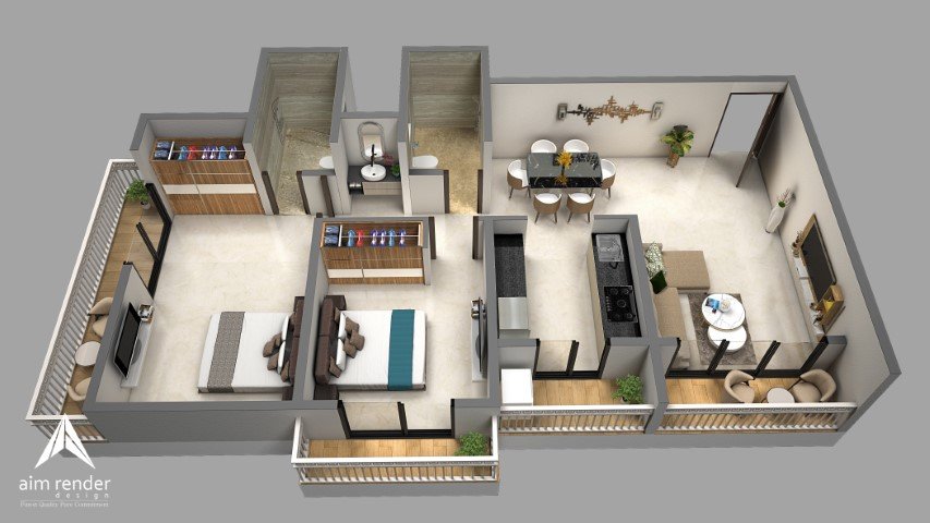 Well-Planned Living Spaces for Comfort of Parijas Greens Render